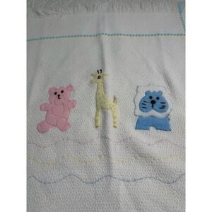 Vintage Italian Baby Blanket First Impressions Cotton Nursery Animals 36x36